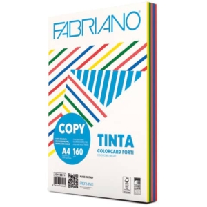 Carta Fabriano Copy Tinta Colorcart 5 colori forti 100 ff - formato A4 - 160 g - 19100813