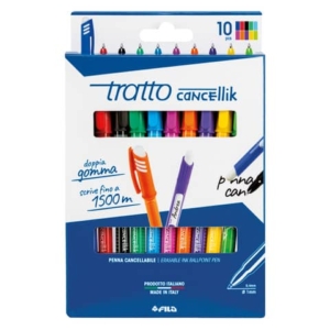 Penna a sfera cancellabile Tratto Cancellik 1 mm 10 colori assortiti F834700