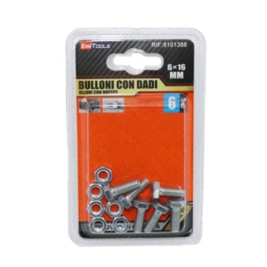 Bulloni con dadi Emi M6 x 16 mm - conf. 6 pezzi - 8101388