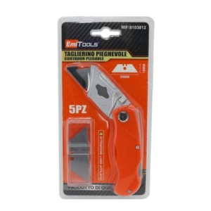 Cutter pieghevole Emi a lama trapezoidale 59x18 mm + 5 lame di ricambio - 8103812
