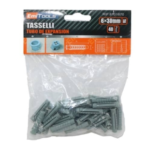 Tasselli in nylon per muro Emi 3 cm x  Ø 6 mm - colore grigio - conf. da 40 pezzi - 8101870