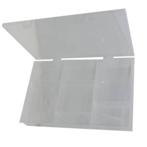 Valigetta portaminuteria in plastica trasparente - 7 scomparti - 37x19x H.4,5 cm - 102912