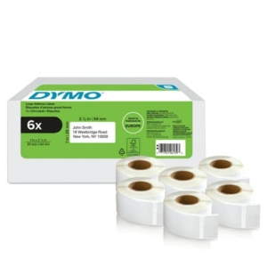 Rotoli da 500 etichette autoadesive Dymo LabelWriter per indirizzi 25x54 mm bianco - conf. 6 pz - 2177564