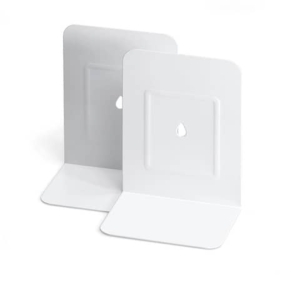 Reggilibri in metallo Lebez in conf. da 2 pezzi - bianco - 088-B