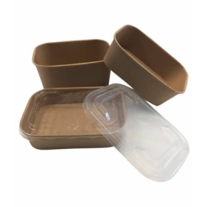 Insalatiera rettangolare in carta kraft e PE Dopla Professional 500 ml - conf. 50 pz - 6044