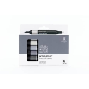 Pennarelli Winsor&Newton Promarker doppia punta fine-larga - 6 colori assortiti neutri - 0290154