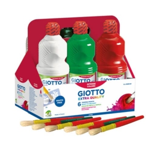 Tempera a base d'acqua Giotto Extra Quality flacone 1 L - conf. da 6 colori assortiti - F53460000