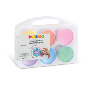 Tempera a dita Primo 100 g - valigetta 6 colori perlati assortiti in vasetti in polipropilene - 229TPD100SP
