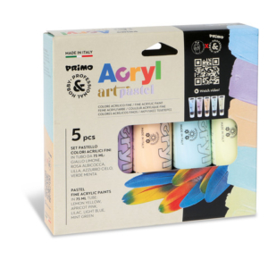 Colore acrilico Primo in bottiglia PET con tappo dosatore 75 ml tinte pastello - conf. 5 pezzi - 4212TATM5PAST