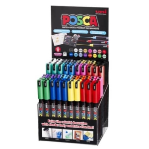 Espositore da banco 80 marcatori a tempera Uni Posca colori assortiti - punta PC1 - M PC1MR 80P