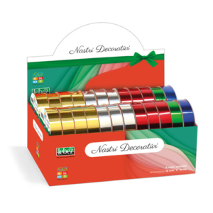 Espositore nastri regalo Lebez Regalmente 18 mm x 10 m - metallizzato assortiti - conf. 24 rotoli - 60397