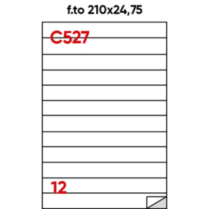 Etichette bianche permanenti Markin Copiatabu 210x24,75 mm - 12 et./ff - conf. 100 ff A4 - X210C527