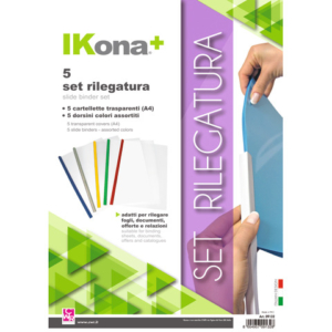 Set rilegatura dorsi e copertine IKona+ in PVC - conf. 5 dorsini + 5 copertine A4 - 09132
