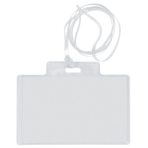 Targa portabadge con cordoncino Sei Rota formato 9,5x6 cm - conf. 100 pezzi - 318006