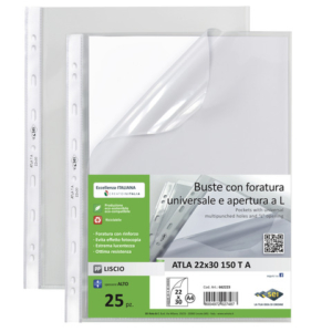 Busta a perforazione universale Sei Rota Atla T A apertura a L formato 22x30 cm - conf. 25 buste - 662223