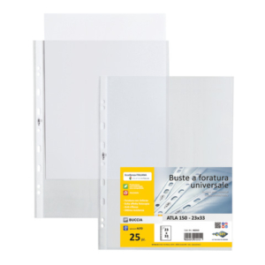 Buste in PP buccia Sei Rota Atla 150 - alto spessore trasparente 23x33 - conf. 25 buste - 662315
