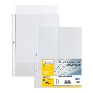 Buste in PP buccia Sei Rota Atla 100 - medio spessore trasparente 23x33 - conf. 25 buste - 662310