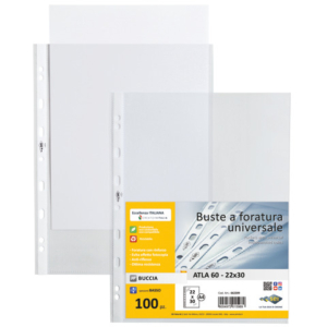 Buste in PP buccia Sei Rota Atla 60 - basso spessore trasparente 22x30 cm - conf. 100 buste - 662209