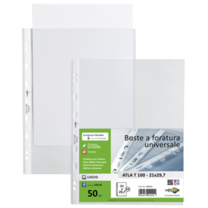 Buste in PP liscio Sei Rota Atla T 100 - medio spessore trasparente 22x30 cm - conf. 50 pezzi - 662114