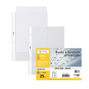 Buste in PP buccia Sei Rota Atla 100 - medio spessore trasparente 18x24 cm - conf. 25 buste - 661815