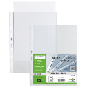 Buste in PP liscio Sei Rota Atla T 60 - basso spessore trasparente 22x30 cm - conf. 50 pezzi - 662204