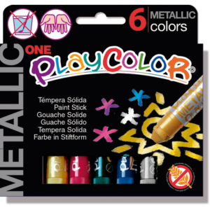 Playcolor tempera solida in stick 6 colori assortiti metallic - 10 gr 10321