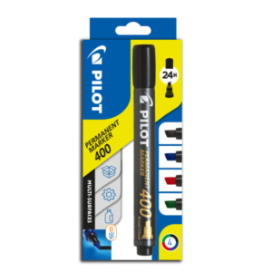 Marcatore permanente Pilot SCA 400 punta scalpello 4,5 mm conf. 4 pz colori assortiti - 002700