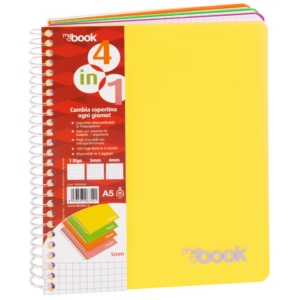 Quaderno Maxi spiralato con fori e copertina 4 in 1 Nikoffice A4 - 100 ff - 80 g 5 mm - 30NIK084