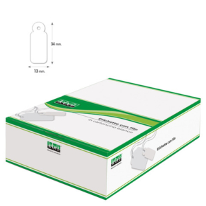 Etichette con filo in cartoncino bianco Lebez formato 13x34 mm - conf. 1000 pezzi - A386