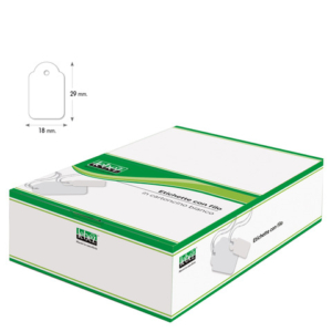 Etichette con filo in cartoncino bianco Lebez formato 18x29 mm - conf. 1000 pezzi - A389