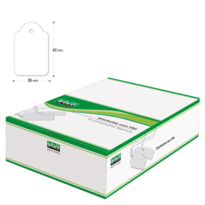 Etichette con filo in cartoncino bianco Lebez formato 28x43 mm - conf. 500 pezzi - A391