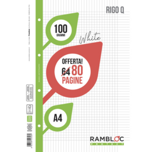 Ricambio quaderni ad anelli Rambloc formato A4 -32 ff +8 ff rigo Q 90524326