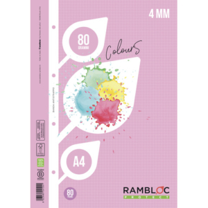 Ricambio rinforzato quaderni ad anelli Rambloc formato A4 colore rosa - 4 mm - 90524124
