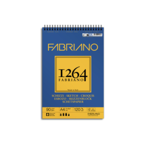 Blocco spiralato Fabriano 1264 schizzi 90 g 120 fogli A4 - spirale lato corto - 19100637