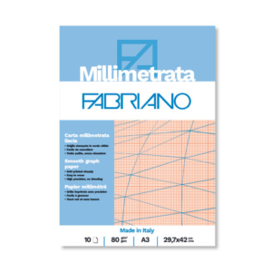 Blocco carta millimetrata Fabriano 10 fogli - 80 g formato A3 - 19100664