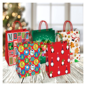 Borsa Shopper Florio Carta Christmas fantasie natalizie assortite - formato 36x12x41 cm - conf. 25 pz - 73372