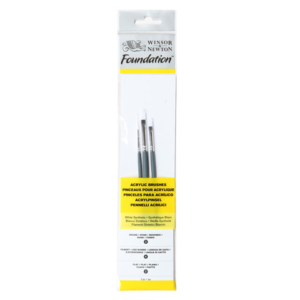 Set 3 pennelli Winsor&Newton Foundation tondo n°2 - piatto n°2 - filbert n°4 - 5295003