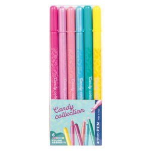 Penne a punta sintetica Tratto Pen Candy conf. 6 pz in astuccio appendibile F807806