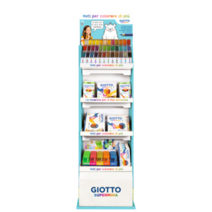 Espositore 99 matite colorate Giotto Supermina varie + pennarelli New Turbocolor 209x44x50 cm - F947200