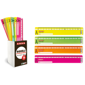 Righelli con puntatore per compasso Arda in barattolo da 24 colori fluo R17FLBAR