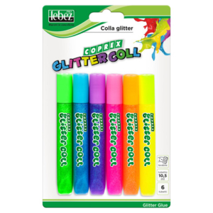 Colla Coprex Glitter Coll 10,5 ml colori assortiti fluo - blister da 6 tubetti - 80027