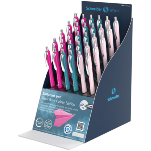 Espositore 30 penne a sfera a scatto ricaricabili Schneider Schneider Slider Rave tratto XB inchiostro blu - P399603
