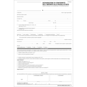 Dichiarazione di conformità dell' impianto alla regola d'arte O.C.L. snap 5 copie - 1562