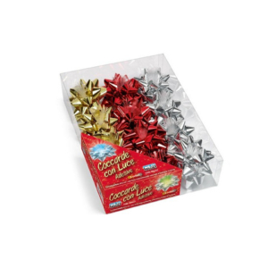 Coccarde luminose Lebez Ø 8 cm in colori assortiti - conf. 12 pezzi - 60227