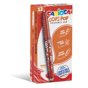 Penna cancellabile Carioca Oops Pop punta media 0,7 mm conf. da 12 rosso 42044/03