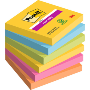 Foglietti Post-it® Super Sticky Carnival - conf. 6 blocchetti da 90 ff 76x76 mm - 654-6SS-CAR