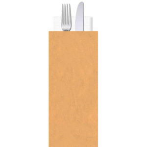 Buste porta posate in carta paglia neutra politenata Le Nappage con tovagliolo 2 veli conf. 500 pz 11x25 cm