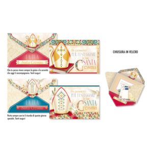 Biglietti augurali portasoldi Cresima Cromo con velcro - assortiti - conf. 12 pz - CR.8188