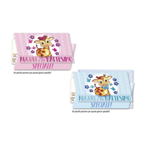 Biglietti augurali portasoldi Battesimo Cromo - conf. 12 pz - assortiti BT.8166