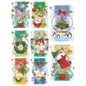 Biglietti augurali Natalizi glitterati Biembi 12x18 cm - conf. 8 pezzi - assortiti - B2X202C63
